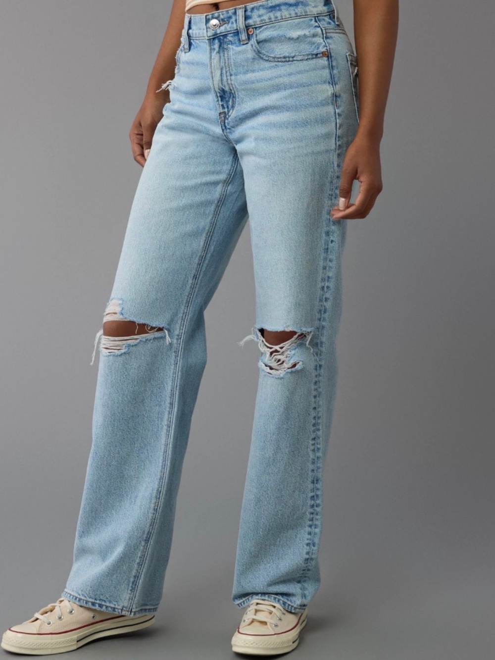 AE Strigid Ripped High-Waisted Stovepipe Jean